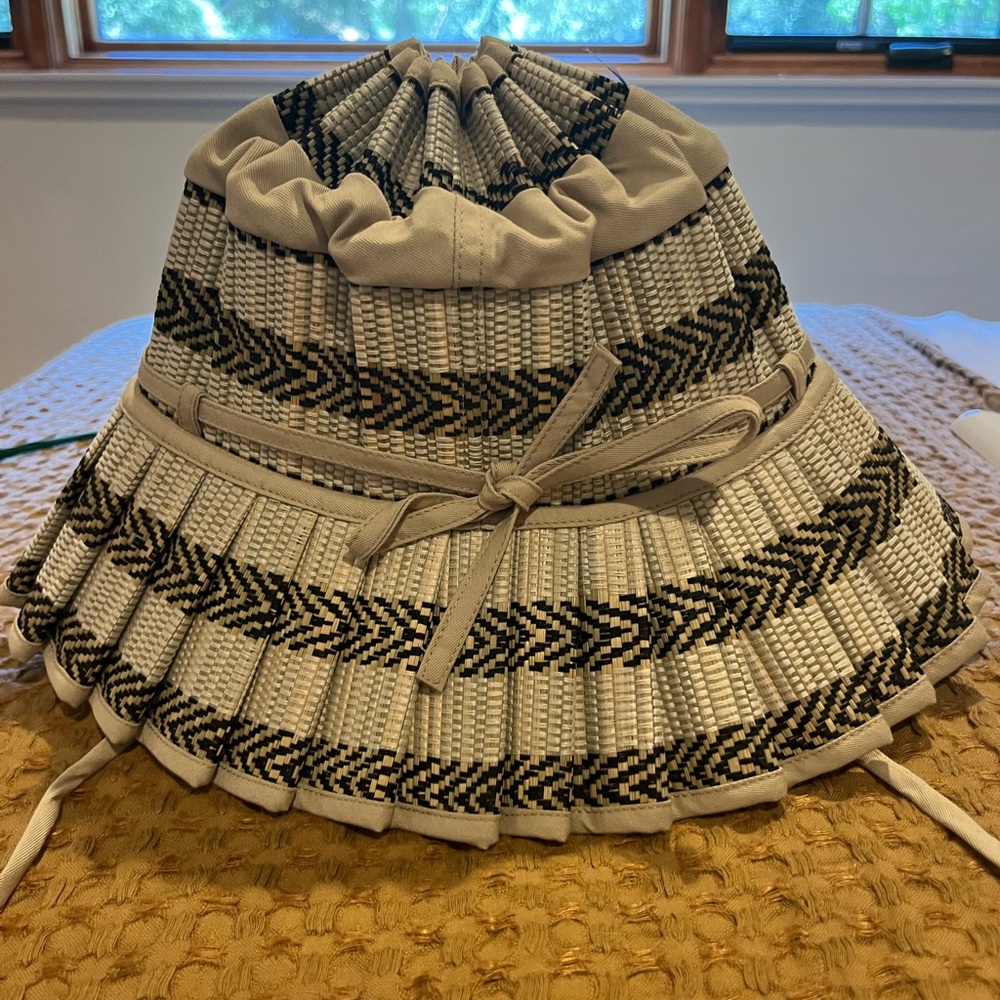 Lorna Murray Woven Stripe Bucket Hat in Beige and Black - Picture 8 of 10